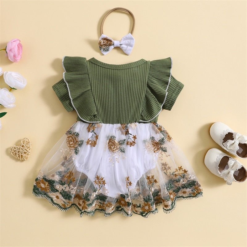 Vestido Tule Bordado Laço | 0-24 Meses - Ama Mamma