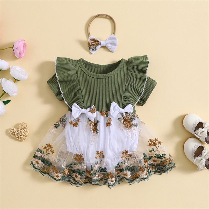 Vestido Tule Bordado Laço | 0-24 Meses - Ama Mamma