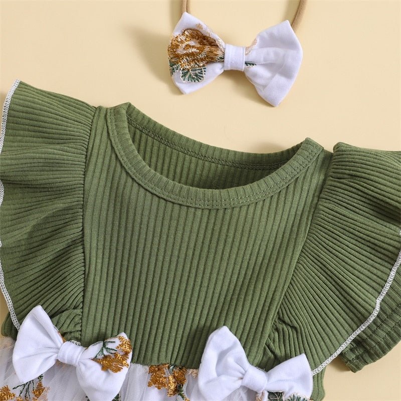 Vestido Tule Bordado Laço | 0-24 Meses - Ama Mamma
