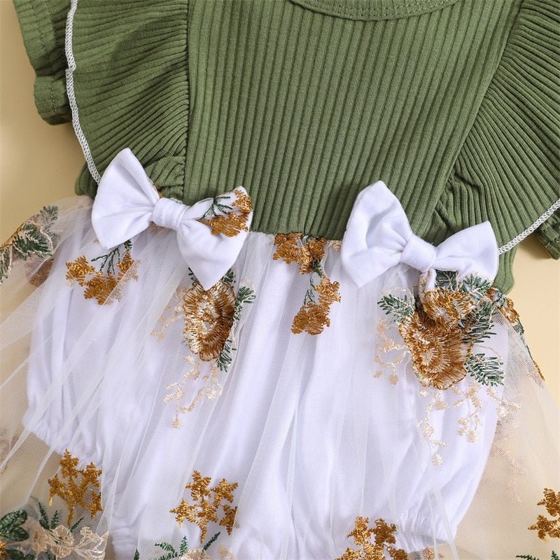 Vestido Tule Bordado Laço | 0-24 Meses - Ama Mamma