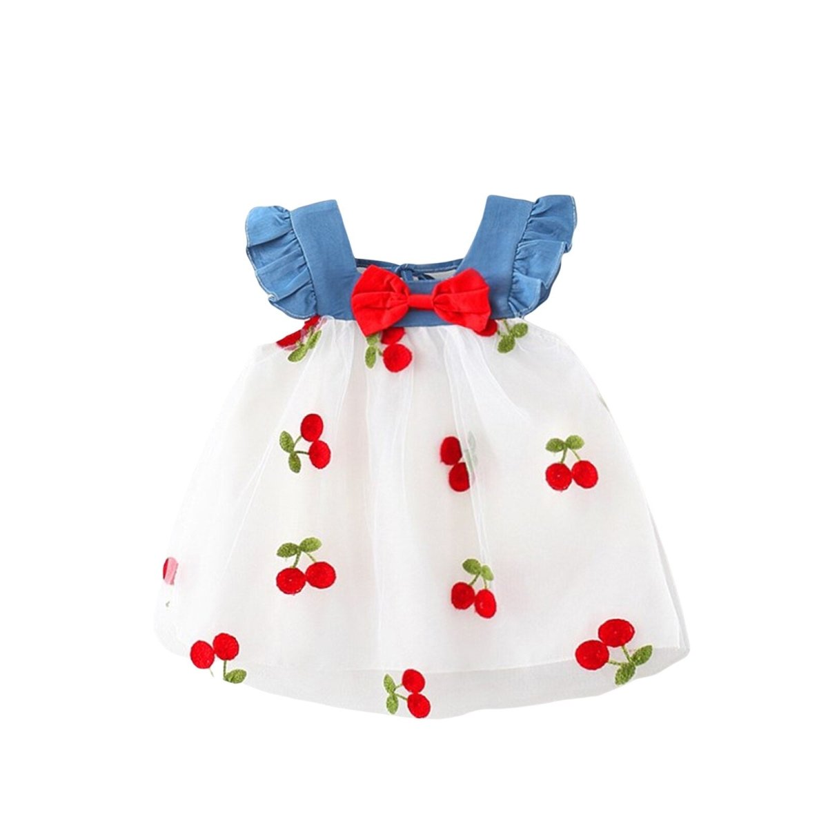 Vestido Tule Cereja Jeans | 6-3 Anos - Ama Mamma