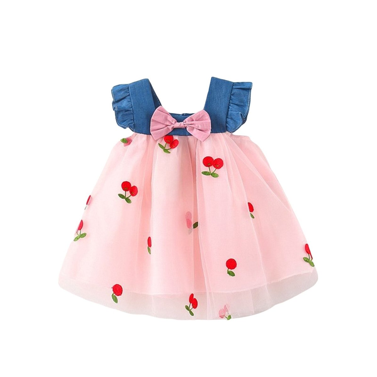 Vestido Tule Cereja Jeans | 6-3 Anos - Ama Mamma