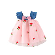 Vestido Tule Cereja Jeans | 6-3 Anos - Ama Mamma