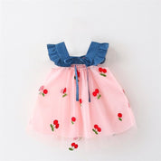 Vestido Tule Cereja Jeans | 6-3 Anos - Ama Mamma