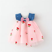 Vestido Tule Cereja Jeans | 6-3 Anos - Ama Mamma