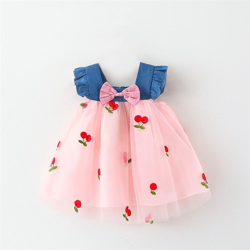Vestido Tule Cereja Jeans | 6-3 Anos - Ama Mamma