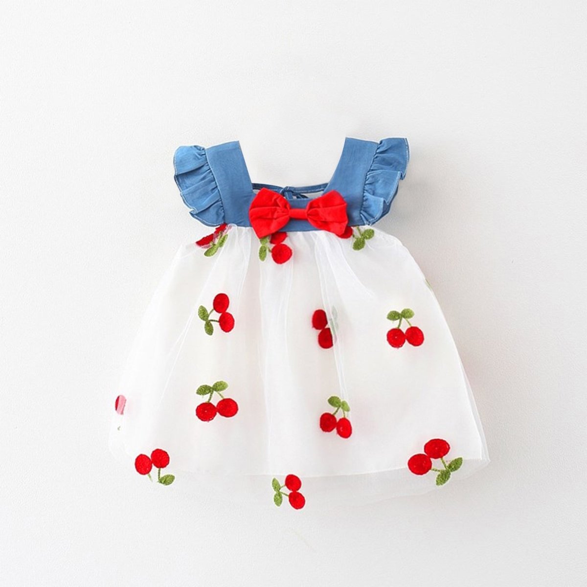 Vestido Tule Cereja Jeans | 6-3 Anos - Ama Mamma