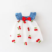 Vestido Tule Cereja Jeans | 6-3 Anos - Ama Mamma