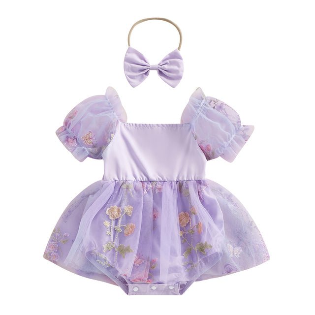 Vestido Tule Flores Manga | 0-24 Meses - Ama Mamma