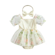 Vestido Tule Flores Manga | 0-24 Meses - Ama Mamma