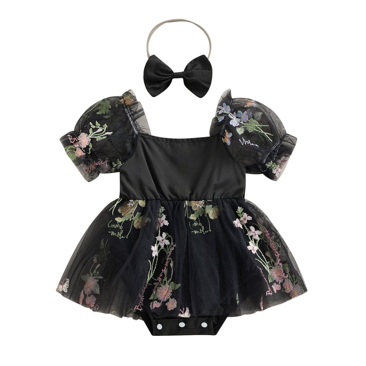 Vestido Tule Flores Manga | 0-24 Meses - Ama Mamma