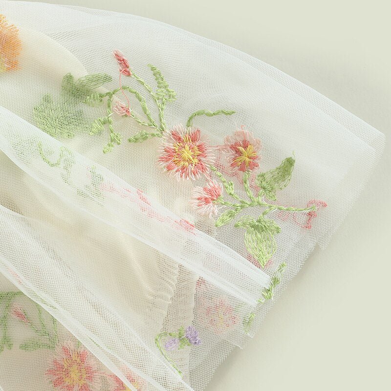 Vestido Tule Flores Manga | 0-24 Meses - Ama Mamma