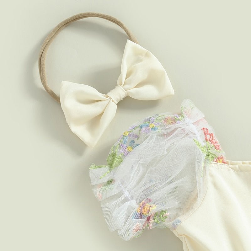 Vestido Tule Flores Manga | 0-24 Meses - Ama Mamma