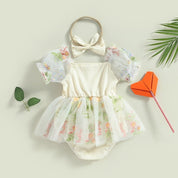 Vestido Tule Flores Manga | 0-24 Meses - Ama Mamma