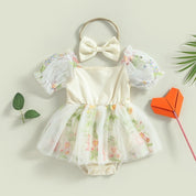 Vestido Tule Flores Manga | 0-24 Meses - Ama Mamma
