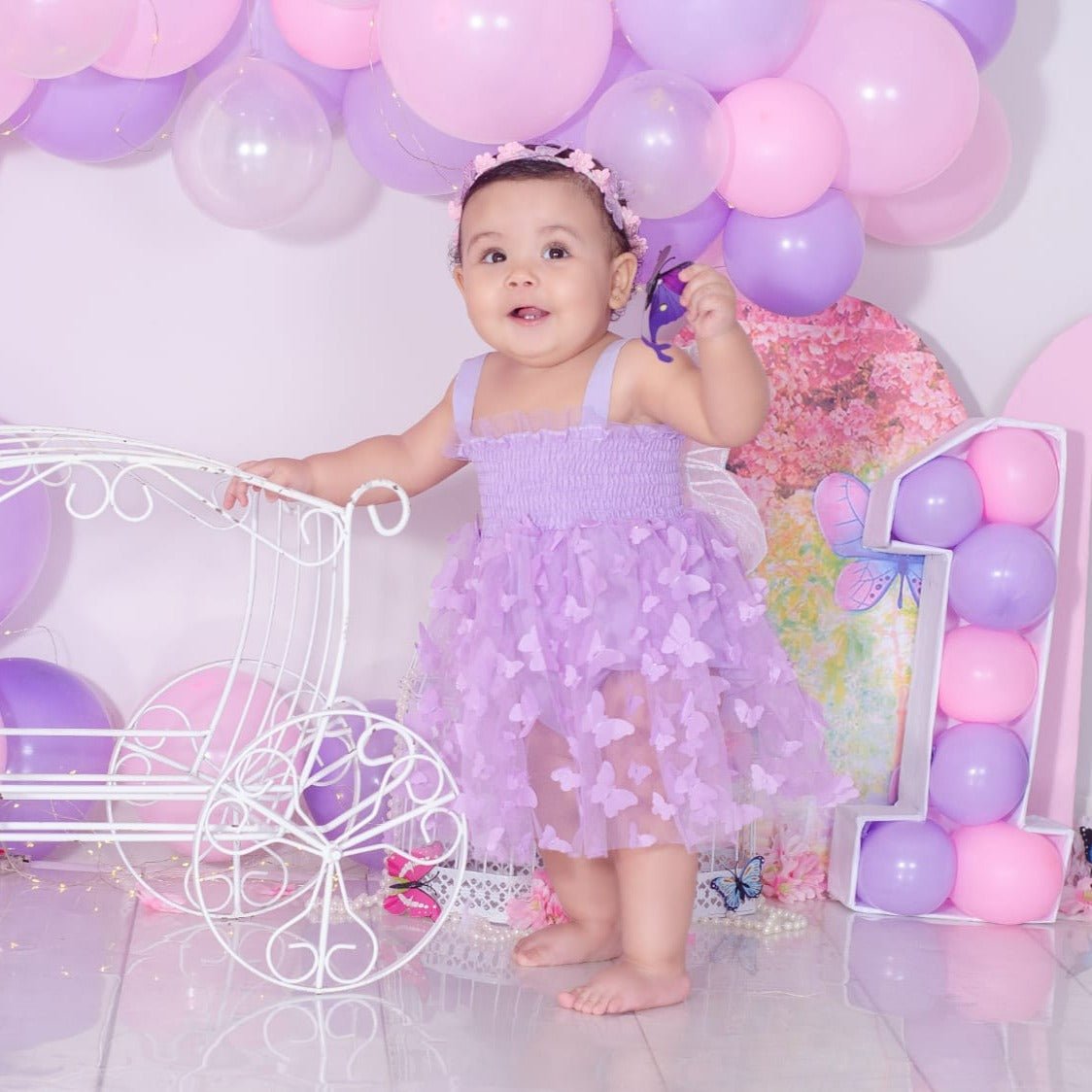 Vestido Tule Franzido Borboleta | 0-24 Meses - Ama Mamma