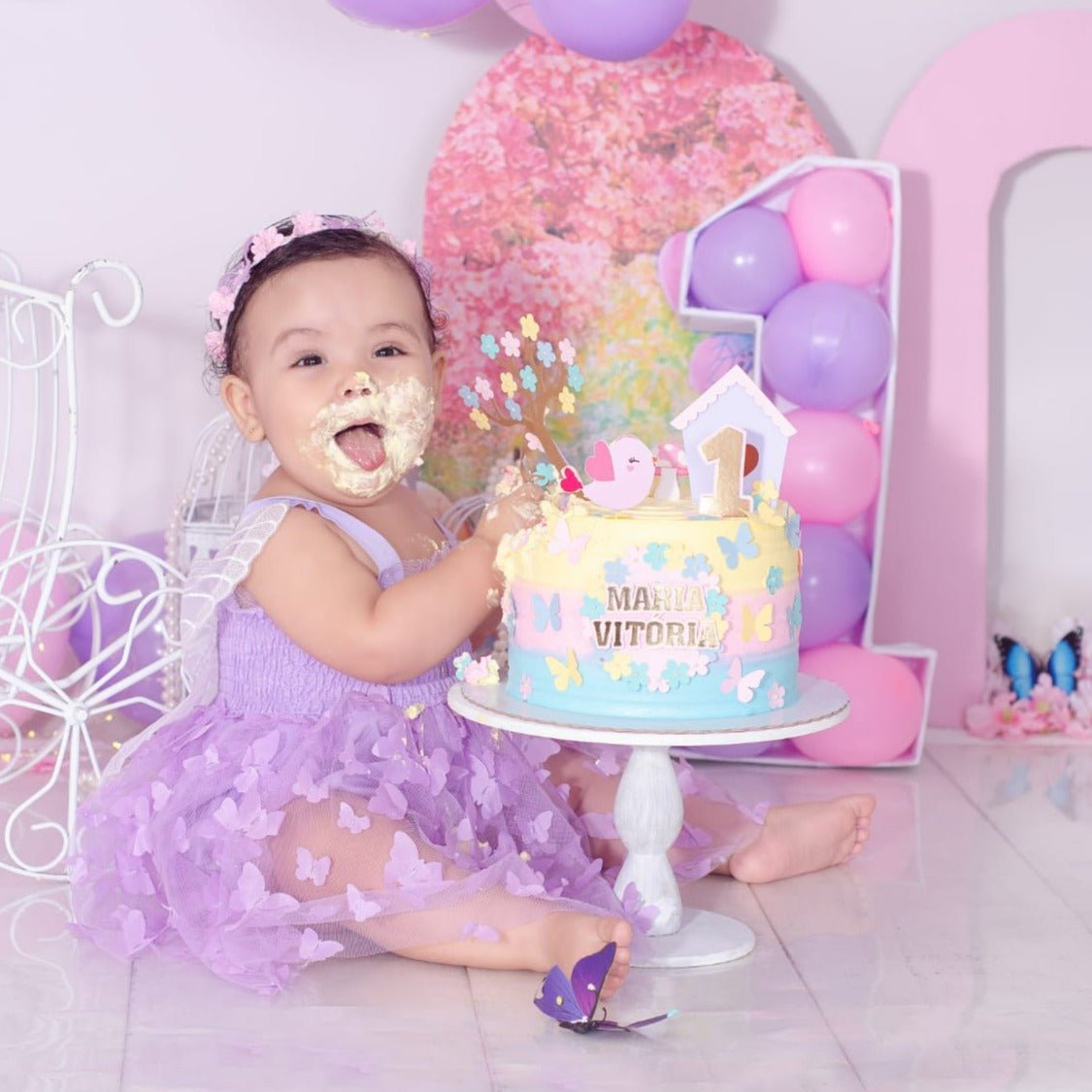Vestido Tule Franzido Borboleta | 0-24 Meses - Ama Mamma